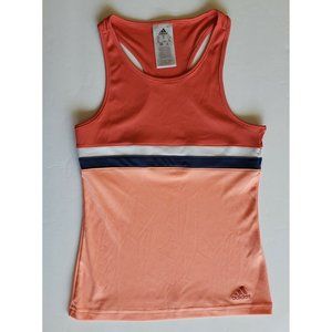 Adidas Tank Girls Size Medium Striped Racerback Orange Navy White Athleisure